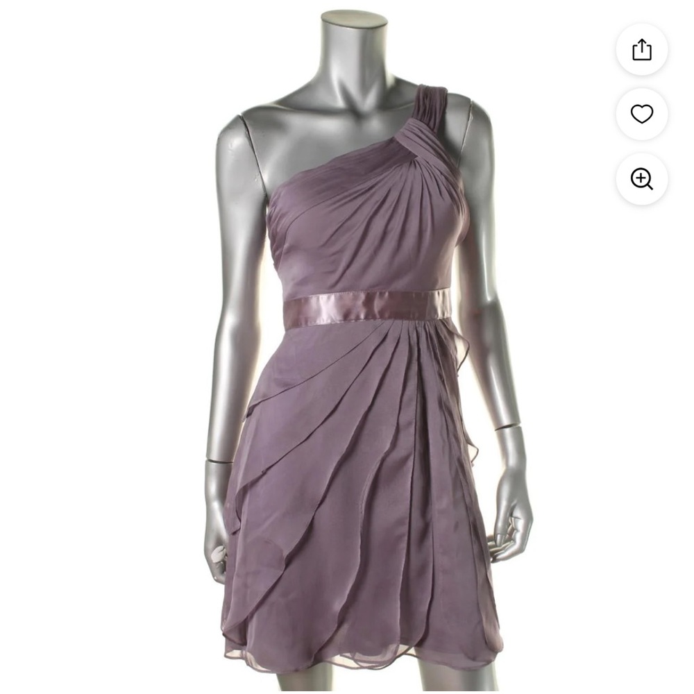 Adrianna Papell Women's Tiered Chiffon One Shoulder Dress size 6 - Picture 2 of 6